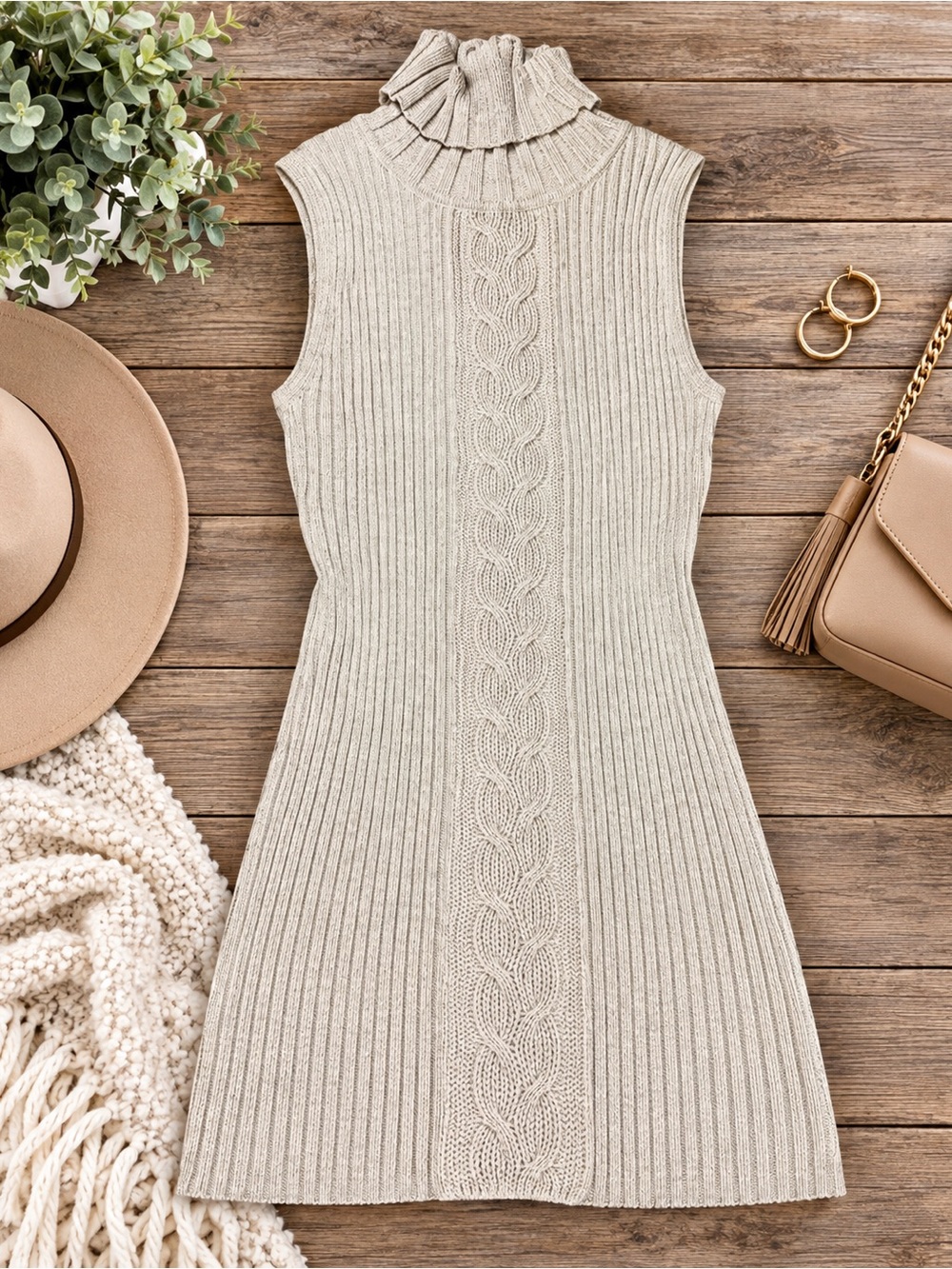 Star City XL Ribbed Knit Turtleneck Sweater Dress 400